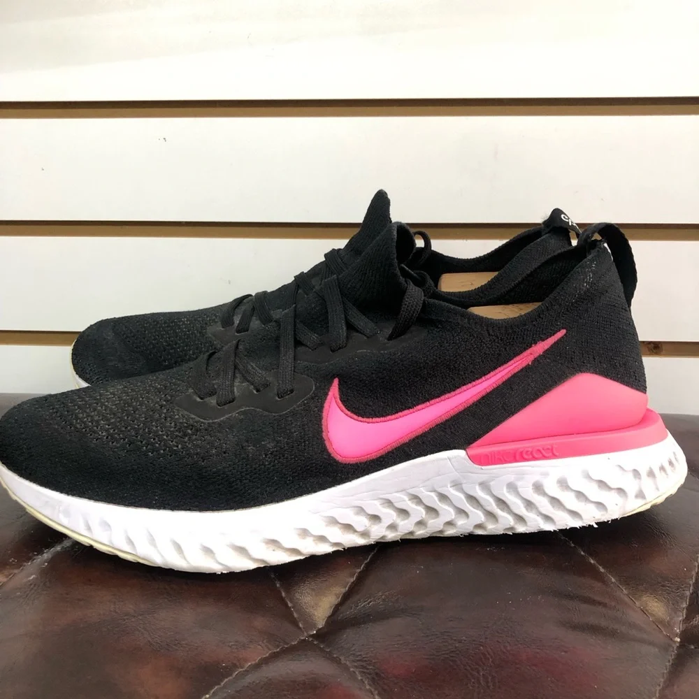 Nike Epic React Flyknit 2 BQ8928 013 Black Pink Pre-owned Men's Size 11.5
